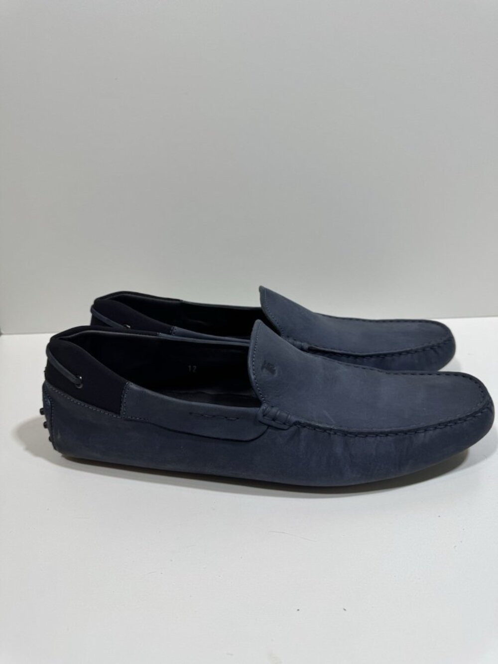 Tods Gommino Navy Blue Nubuck Leather Slip On Driving Shoes Moccasins Loafers 12
